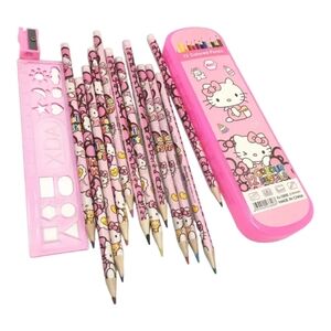 Hello Kitty Color Pencil Set (12) With Sharpener and Ruler